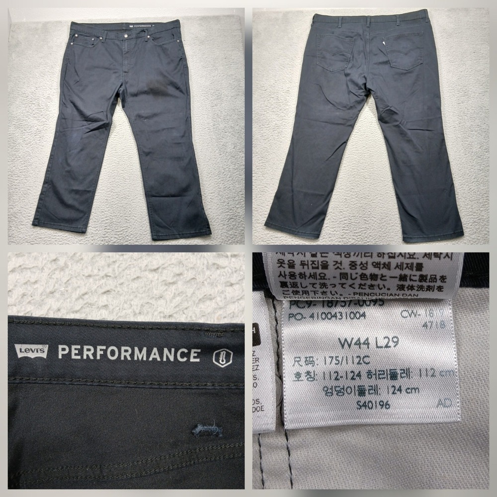 Levi's Performance Pants Men 44x29 Black‎ Stretch Straight Fit